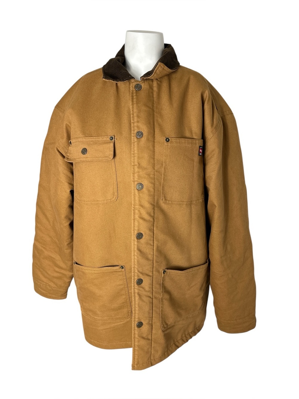 Wrangler Tan Military-Style Field Jacket with Dark Brown courdoury Collar